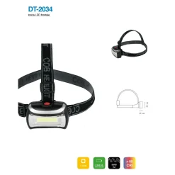 TORCIA LED FRONTALE TESTA 3W LED FARI COB ESCURSIONI PESCA LUCE REGOLABILE DT-2034