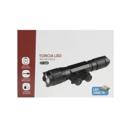 TORCIA LED RICARICABILE CREE T6 REGOLABILE MILITARE CON MIRINO PER FUCILE DT2006