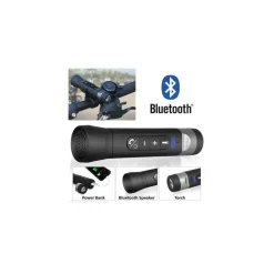 TORCIA MULTIFUNZIONE PER BICI BICICLETTA SPEAKER BLUETOOTH VIVAVOCE POWER BANK