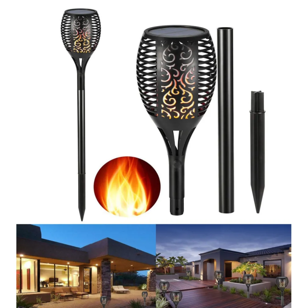TORCIA SOLARE 96 LED FIAMMA LAMPADA SOLARE ESTERNO IMPERMEABILE GIARDINO SL-306
