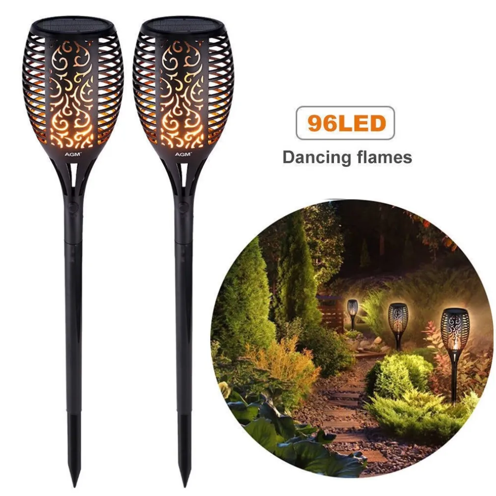 TORCIA SOLARE 96 LED FIAMMA LAMPADA SOLARE ESTERNO IMPERMEABILE GIARDINO SL-306