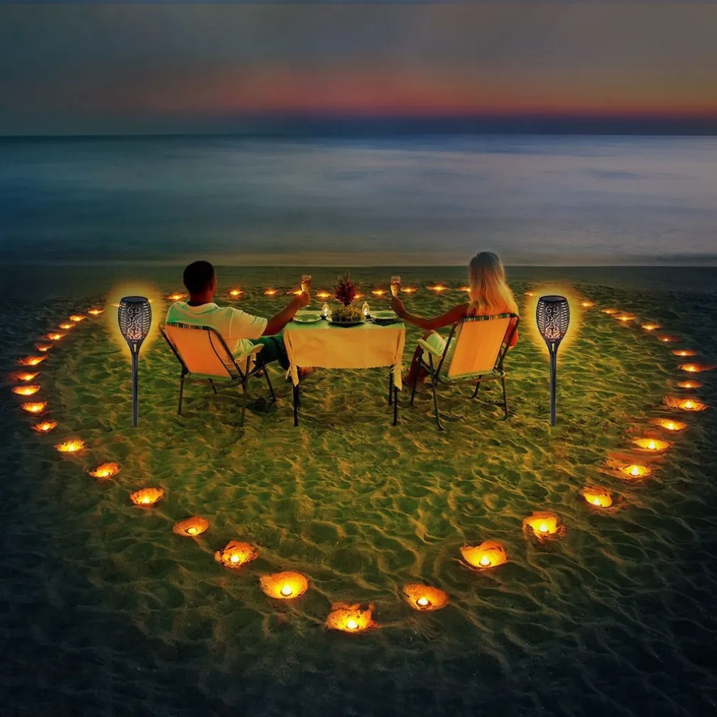 TORCIA SOLARE 96 LED FIAMMA LAMPADA SOLARE ESTERNO IMPERMEABILE GIARDINO SL-306