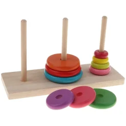 TORRE DI HANOI GIOCATTOLO PER BAMBINI IMPILATORE BLOCCHI LEGNO GIOCO EDUCATIVO