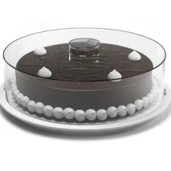 TORTIERA CONTENITORE PLASTICA COPERCHIO FUNGE D'ALZATA 29CM H 9CM PIATTO TRASPORTO