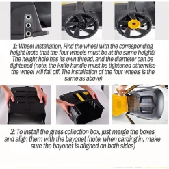 TOSAERBA ELETTRICO 1200 W TAGLIO 32 CM CAPACITÀ CESTO 30 LT A BATTERIA PER GIARDINI