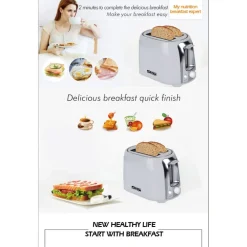 TOSTAPANE PER 2 FETTE 750 W 6 LIVELLI FUNZIONE SCONGELAMENTO TOAST BIANCO