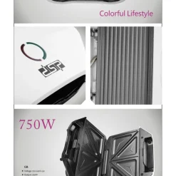 TOSTIERA ELETTRICA PIASTRA GRILL SANDWICH ANTIADERENTE TOSTAPANE ELETTRICO 750W