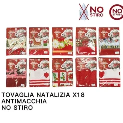 TOVAGLIA NATALIZIA ANTIMACCHIA NO STIRO IMPERMEABILE VARIE FANTASIE 18 POSTI
