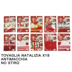 TOVAGLIA NATALIZIA ANTIMACCHIA NO STIRO IMPERMEABILE VARIE FANTASIE 24 POSTI