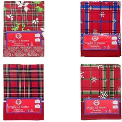 TOVAGLIA NATALIZIA PANAMA TESSUTO RESISTENTE TEMA NATALE VARIE FANTASIE 6 POSTI