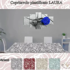 TOVAGLIA PLASTIFICATA COPRITAVOLO ANTIMACCHIA RETTANGOLARE LAURA MIS.12 POSTI