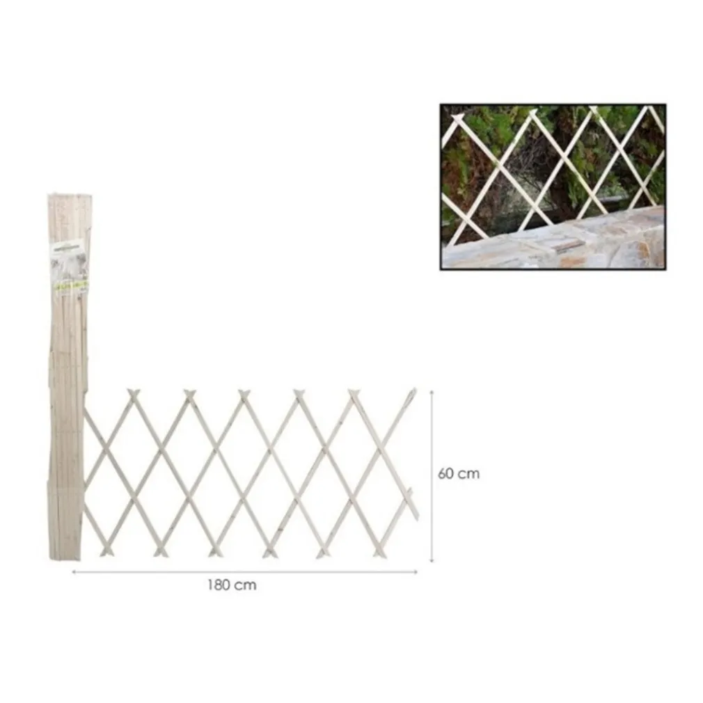 TRALICCIO ESTENSIBILE IN LEGNO NATURALE CHIARO PIANTE RAMPICANTI GIARDINO 180X60CM 222729