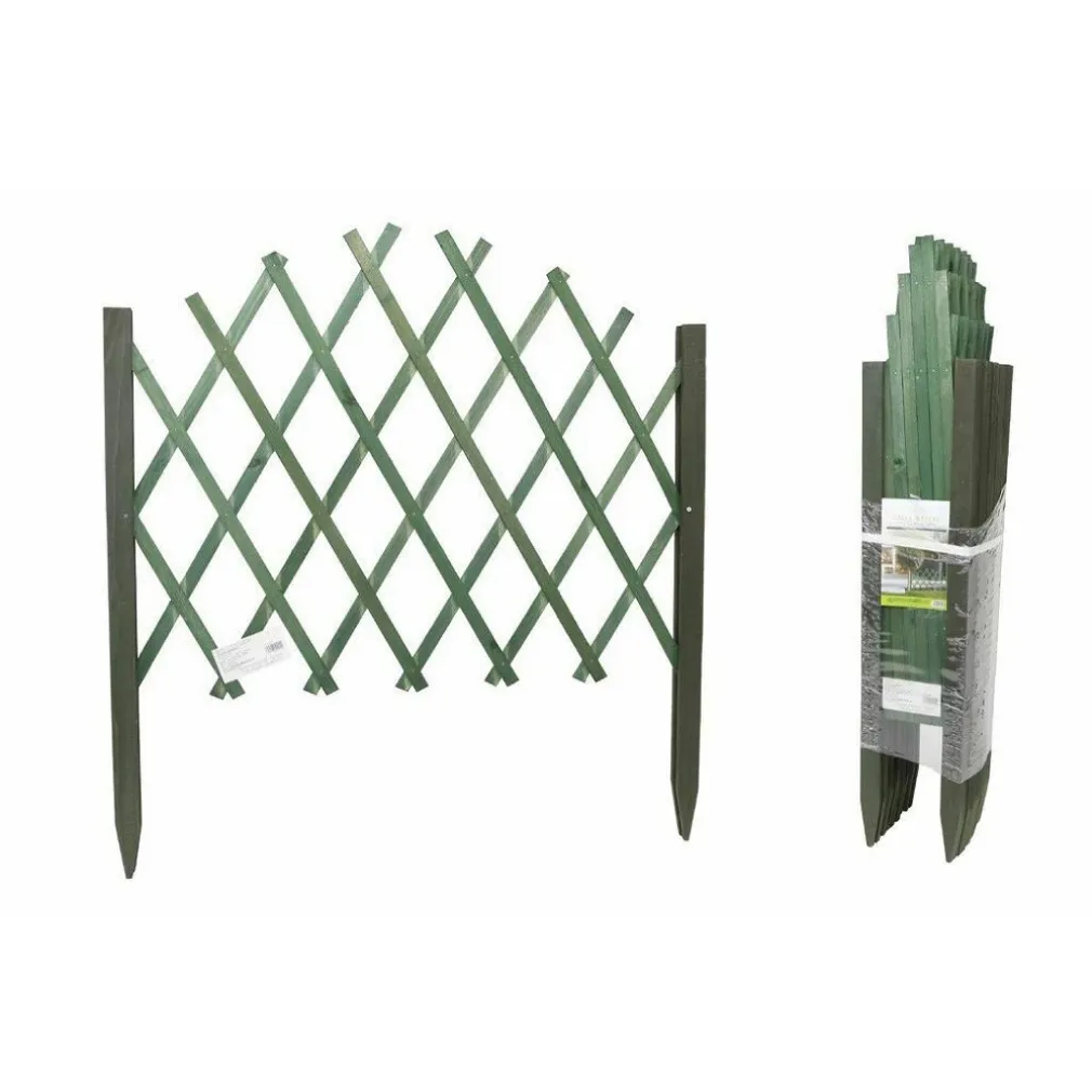 TRALICCIO IN LEGNO RETE ESTENSIBILE VERDE RAMPICANTI STACCIONATA 117X65CM 219840