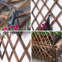 TRALICCIO RETE ESTENSIBILE IN LEGNO SCURO PER PARETE DA GIARDINO PIANTE 180X30cm
