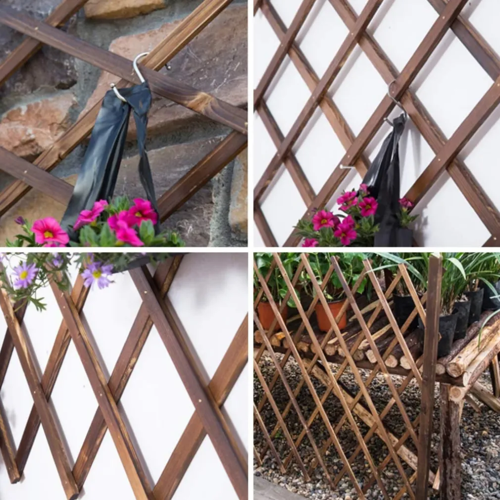 TRALICCIO RETE ESTENSIBILE IN LEGNO SCURO PER PARETE DA GIARDINO PIANTE 180X30cm