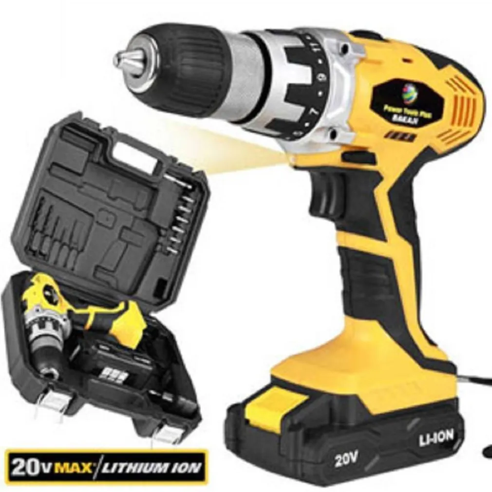 TRAPANO AVVITATORE A BATTERIA A LITIO 20V CORDLESS MANDRINO 13 MM LUCE LED WORK