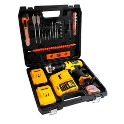 TRAPANO AVVITATORE A PERCUSSIONE DOPPIA BATTERIA LITIO 24V VALIGIA 16 ACCESSORI