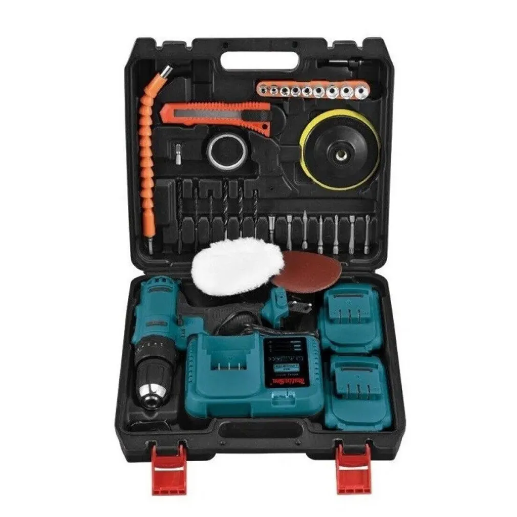 TRAPANO AVVITATORE A PERCUSSIONE DOPPIA BATTERIA 48V 4AH + ACCESSORI MLS0002