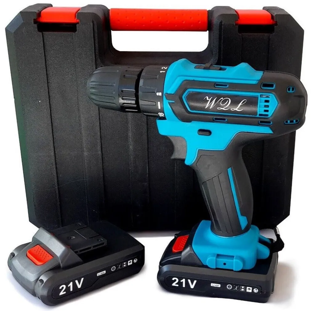 TRAPANO AVVITATORE CORDLESS A BATTERIA LITIO 21V DOPPIA BATTERIA + VALIGIA 02036