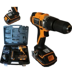 TRAPANO AVVITATORE PERCUSSIONE 2 BATTERIE LITIO 18V 1.5A + VALIGIA + ACCESSORI