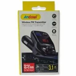 TRASMETTITORE FM VIVAVOCE WIRELESS PER AUTO Q-C66 CARICATORE MUSICALE DOPPIO USB