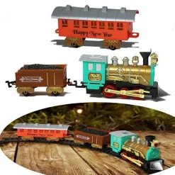 TRENINO ELETTRICO DI NATALE CLASSICO CON LUCI E SUONI DIAMETRO 60 CM 11 PZ