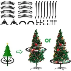 TRENINO NATALIZIO SUPPORTO CENTRO ALBERO NATALE ELETTRICO 2 VAGONI SLITTA Ø 89CM