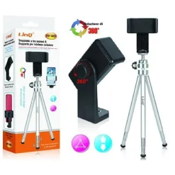 TREPPIEDE RUOTABILE A 360° TRIPOD A 3 SEZIONI TELESCOPICO PER SMARTPHONE HD-3057
