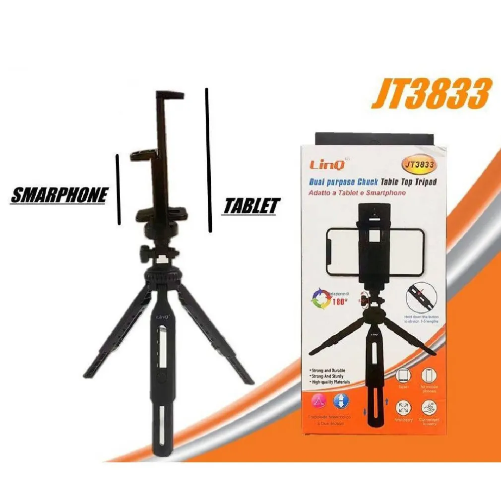 TREPPIEDI STAFFA SUPPORTO TAVOLO CON MANDRINO 2IN1 PER TABLET SMARTPHONE JT3833