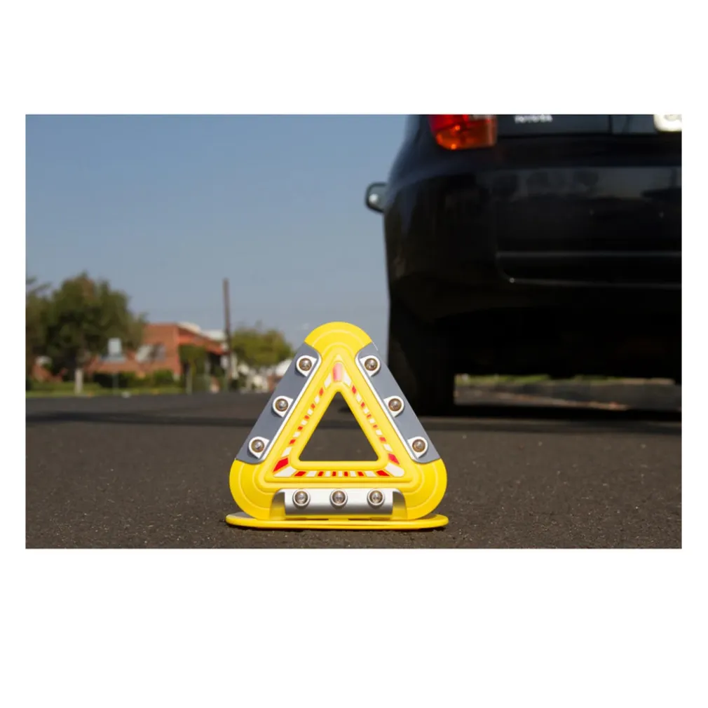 TRIANGOLO DI EMERGENZA PER AUTO A 9 LED RICARICABILE SEGNALE PERICOLO MAGNETICO