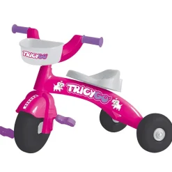 TRICICLO BICI SCOOTER 3 RUOTE CON PEDALI BAMBINA BABY TRICYGO' CAGNOLINO FUCSIA