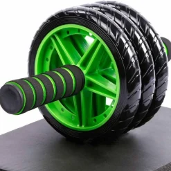 TRIPLA RUOTA PER ALLENAMENTO MUSCOLI ADDOMINALI CON TAPPETINO FITNESS PALESTRA