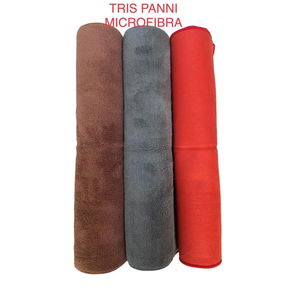 TRIS PANNI IN MICROFIBRA PER PULIZIA SPORCO VETRI ESTERNI INTERNI AUTO MULTICOLORE
