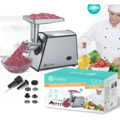 TRITACARNE ELETTRICO TX-8247 ACCESSORI 2000 W IDEALE PER TRITARE SALSICCE KEBBE