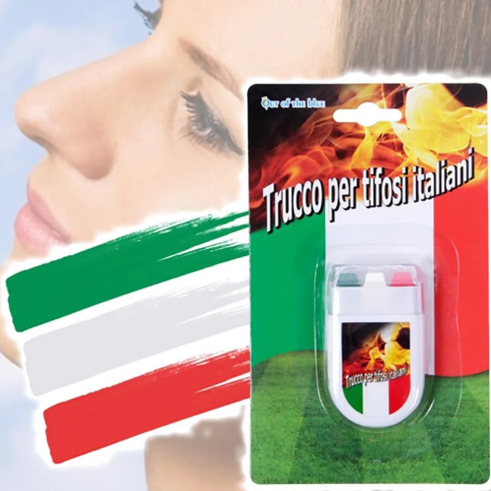 TRUCCO PER TIFOSI BANDIERA ITALIA ITALIANA 4X6CM STICK MAKE UP VISO CALCIO SPORT