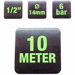 TUBO DA GIARDINO IN PVC 1/2 14MM 10MT POMPA ACQUA IRRIGAZIONE TERRAZZO VERDE