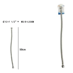 TUBO FLESSIBILE FLESSIBILI RUBINETTO MISCELATORE ACQUA 50 CM F 1/2 X M3/8 69400