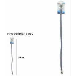 TUBO FLESSIBILE FLESSIBILI RUBINETTO MISCELATORE ACQUA 50CM F1/2 3/8 X M10/1 87381