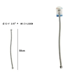 TUBO FLESSIBILE FLESSIBILI RUBINETTO MISCELATORE ACQUA 50 CM F 3/8" X M1/2 69401