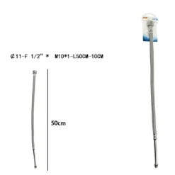 TUBO FLESSIBILE FLESSIBILI RUBINETTO MISCELATORE ACQUA 50CM F 1/2 X M10/1 69396