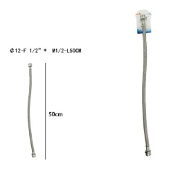 TUBO FLESSIBILE FLESSIBILI RUBINETTO MISCELATORE ACQUA 50 CM F 1/2 X M1/2 69398