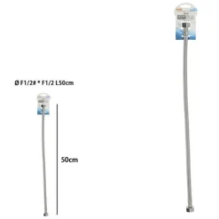 TUBO FLESSIBILE FLESSIBILI PER RUBINETTO MISCELATORE ACQUA ØF1/2 X F1/2 LUNGO 50 CM 87967