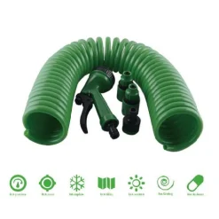 TUBO FLESSIBILE SPIRALE MOLLA 10 MT CON PISTOLA INNAFFIARE GIARDINO POMPA 57518