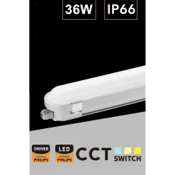 TUBO LED PLAFONIERA LINEARE 120CM 36 WATT IP66 CCT 4000K-5000K-6500K YL18-120-3C