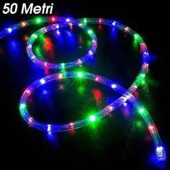 TUBO LUMINOSO 1200 LED 50 MT MULTICOLOR USO ESTERNO CONTROLLER 8 GIOCHI LUCE