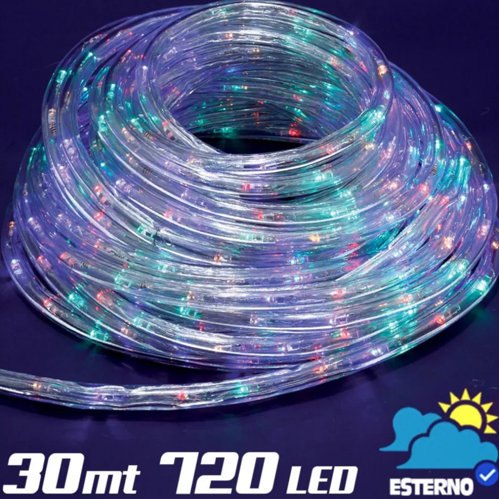 Tubo Luminoso 30 metri LED Multicolor 720 Luci per interno e per Esterno