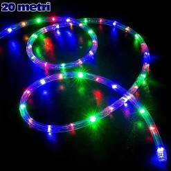TUBO LUMINOSO NATALIZIO 20 METRI LED MULTICOLOR CONTROLLER 8 FUNZIONI X ESTERNO