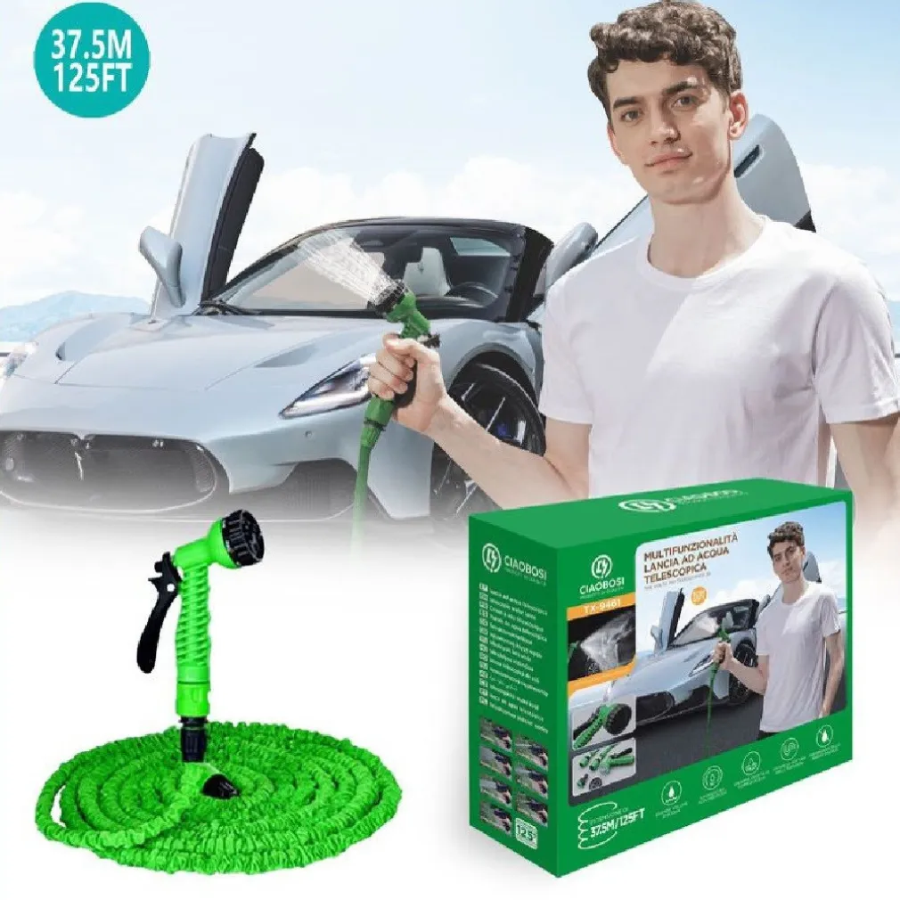 TUBO MAGICO PER IRRIGAZIONE 37,5 MT 125FT GIARDINO ESTENSIBILE PISTOLA TX-9461