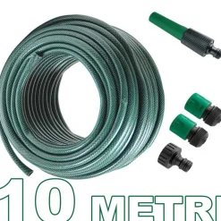 TUBO PER IRRIGAZIONE DA GIARDINO LUNGO 10 METRI CON ACCESSORI DA 1/2" VERDE
