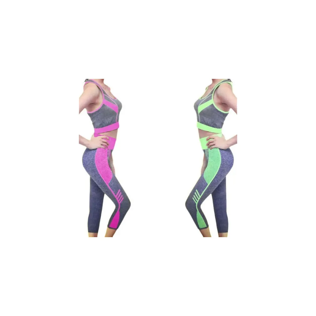 TUTA YOGA TAGLIA UNICA TESSUTO ELASTICO MEZZA GAMBA PALESTRA FITNESS CANOTTA